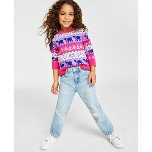 Holiday Lane Toddler Girls Size 3T Snowflake Bear Crewneck Sweater Pink $40 236